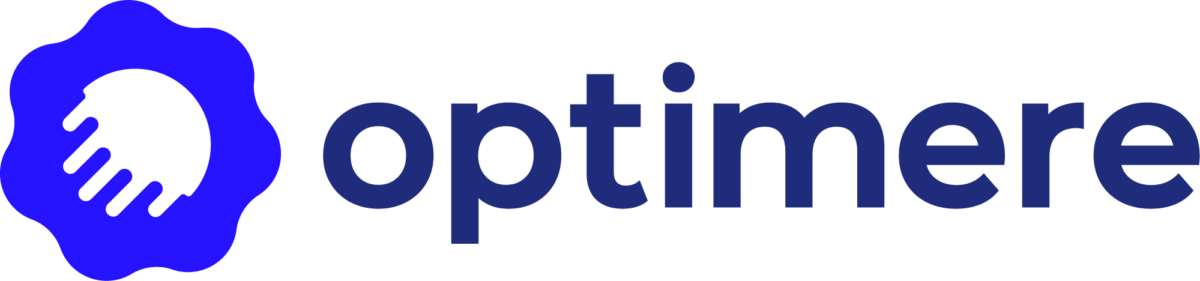 Optimere logo electric blue and dark blue
